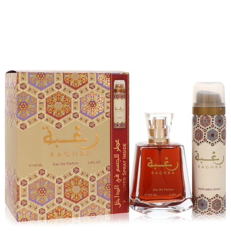 Lattafa Raghba Eau De Parfum Spray Plus 1.7 oz Deodorant Spray By Lattafa 3.4 oz